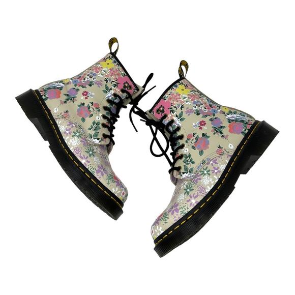 Dr. Martens Floral Print Combat Boots Size 7 - Picture 9 of 12